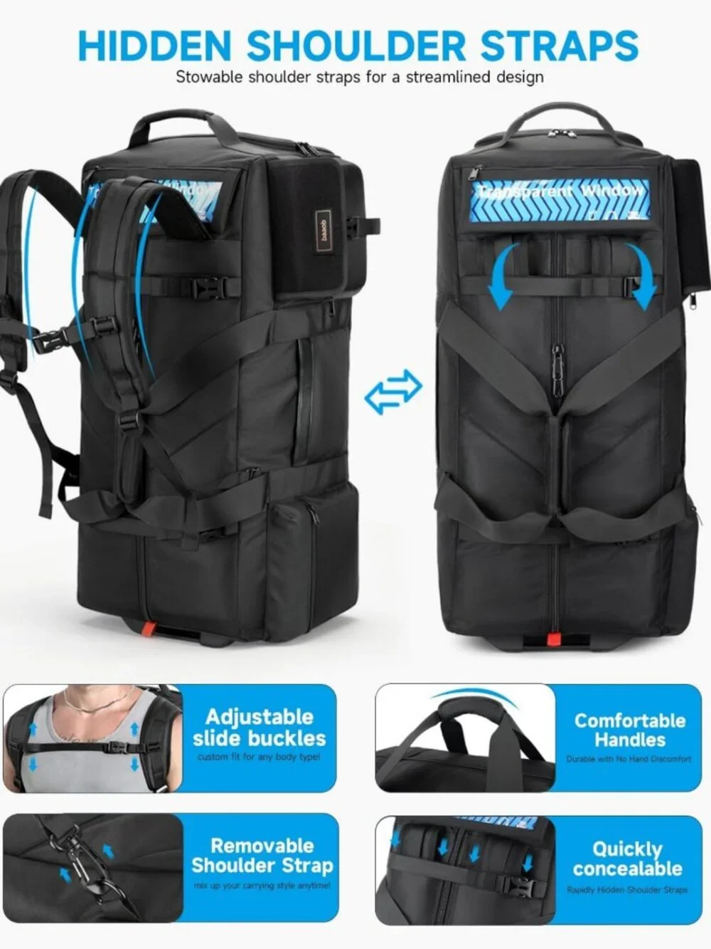 Extra Large 120L Rolling Duffel Bag with Wheels, Waterproof Travel Luggage